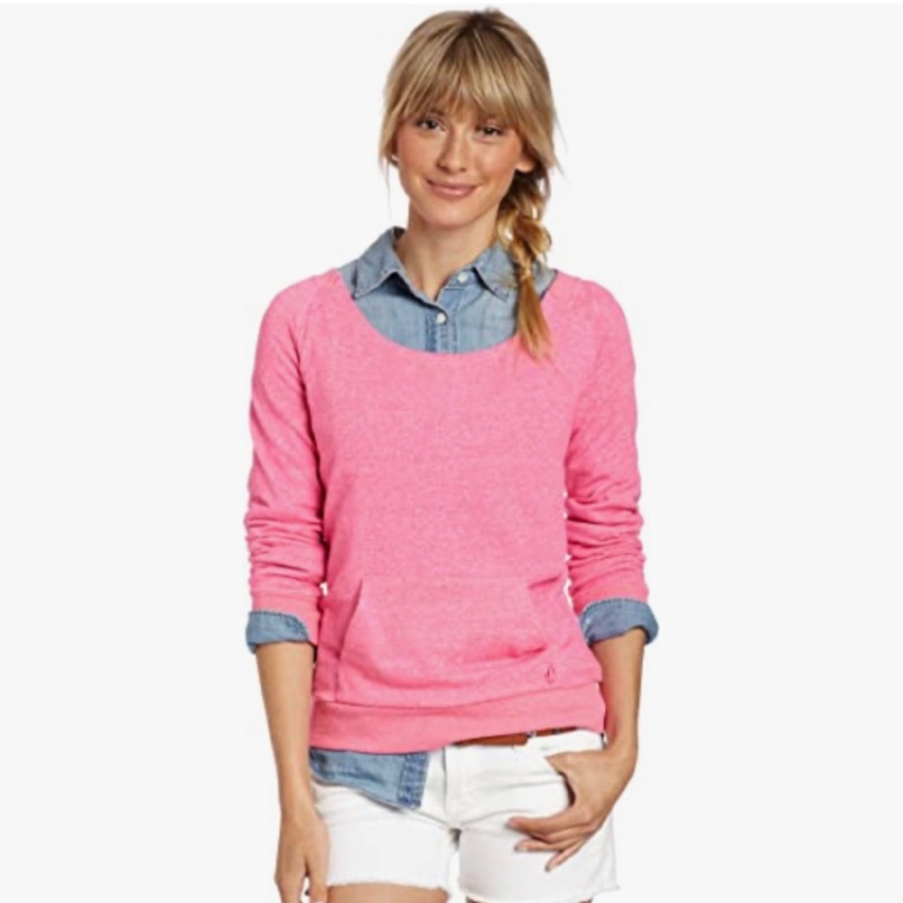 VOLCOM pink MOCLOV crew top . size M